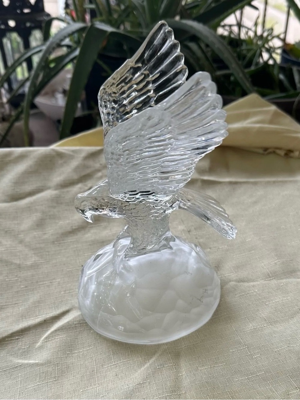 Cristal d'Arques Crystal Eagle Figurine Carrying Fish In Tallons